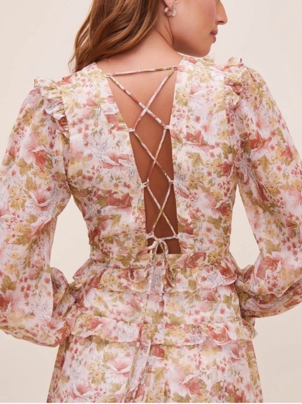 Fleur Dress in Peach Dusty Rose Floral Astr The Label - Picture 9 of 10